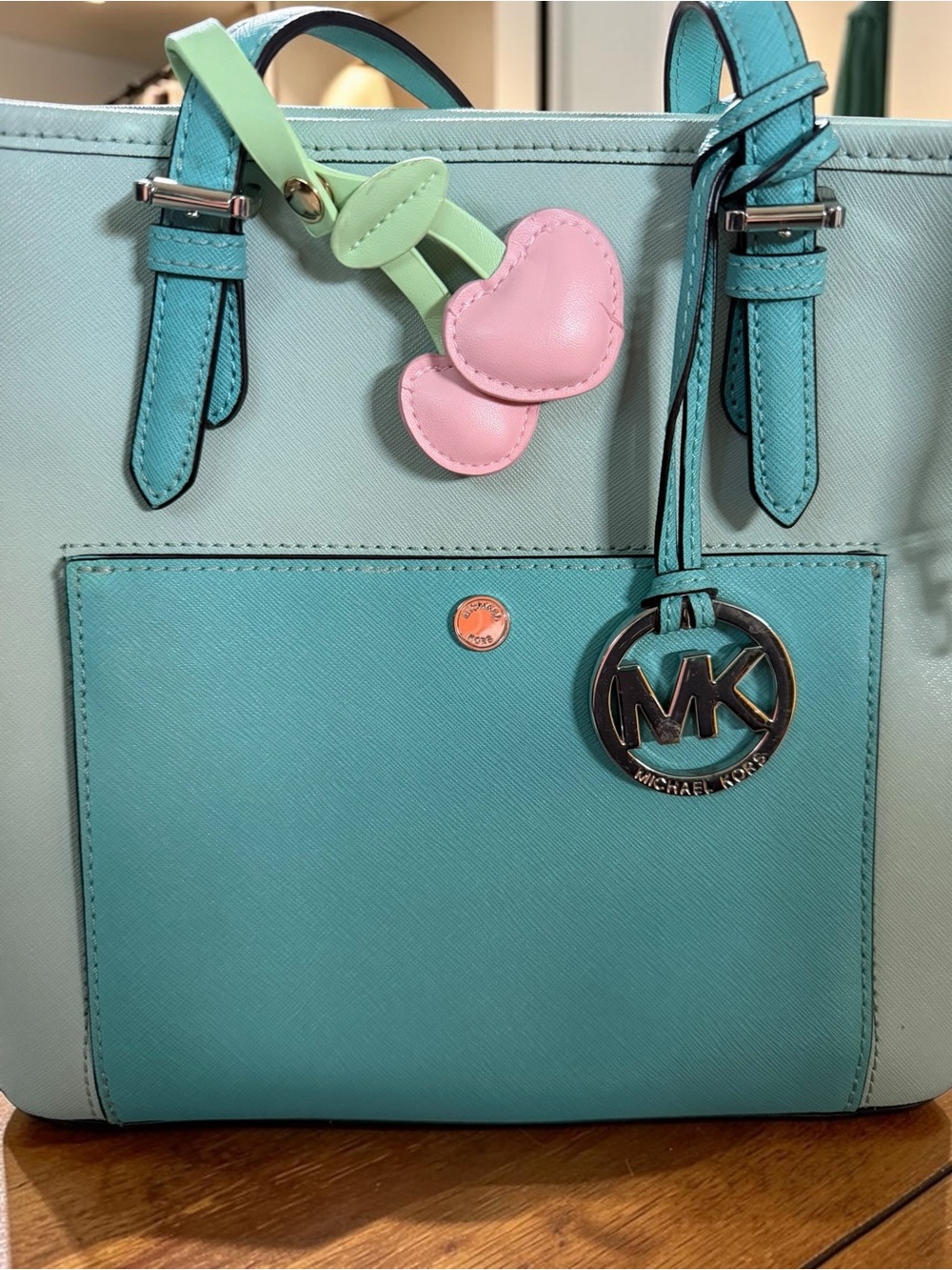 Scandi Girl Michael Kors Tote Bag Pastel Blue Luxury Structured Shoulder Bag - Picture 3 of 10